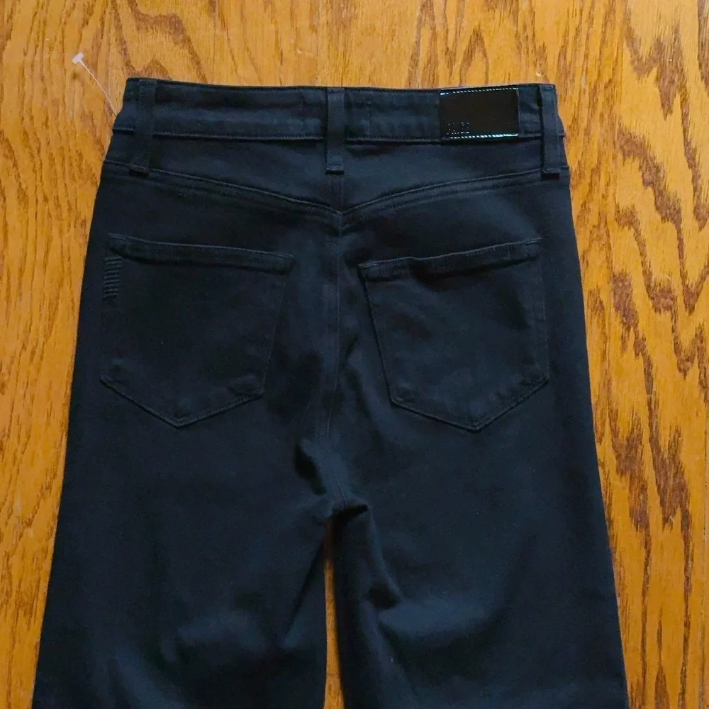 PAIGE‎ Stella High-Rise Straight Jeans Black Overdye Size 24 NWOT Stretch